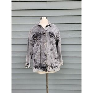 Vintage 90s y2k Sears Denim Jacket Grey Acid Wash Made in USA Unisex Medium